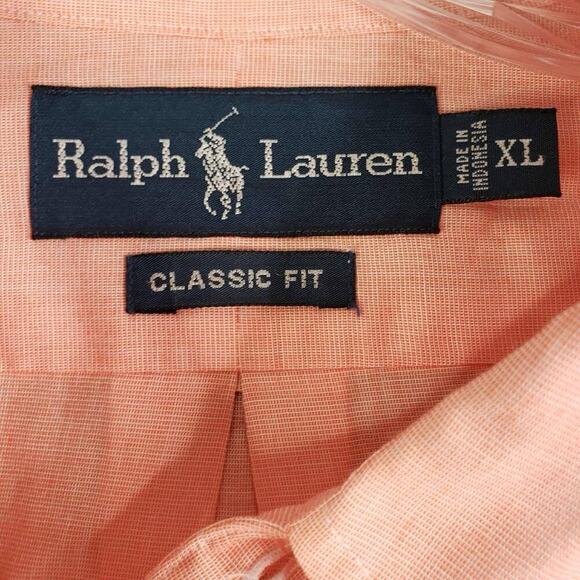 Polo Ralph Lauren Oxford Shirt Men's Size XL Orange Short Sleeve Button Down - Picture 6 of 8